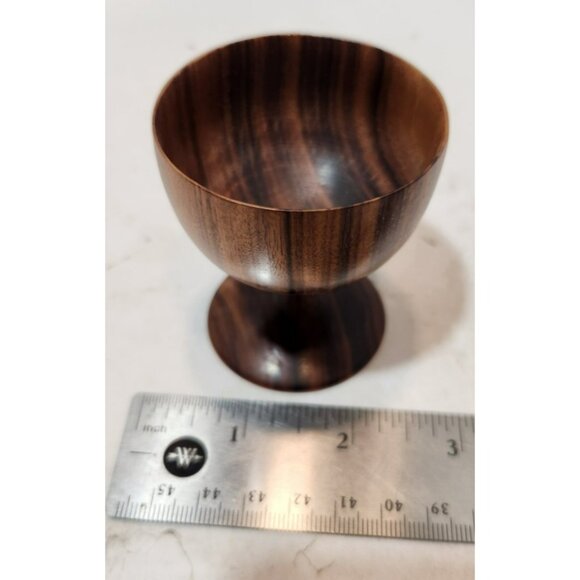 Vintage Mid Century Modern Wooden Wine Goblets with 6 Goblets and Tray - Picture 15 of 15